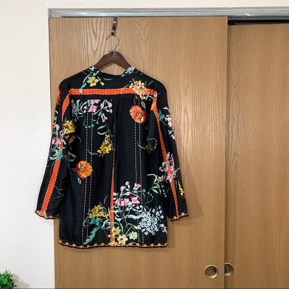 JOHNNY WAS EULIA SILK FLORAL TUNIC BLOUSE TOP - Picture 9 of 13
